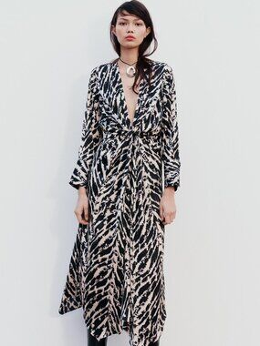 ZARA SATIN EFFECT ANIMAL PRINT DRESS BRAND NEW WITH TAGS XSMALL